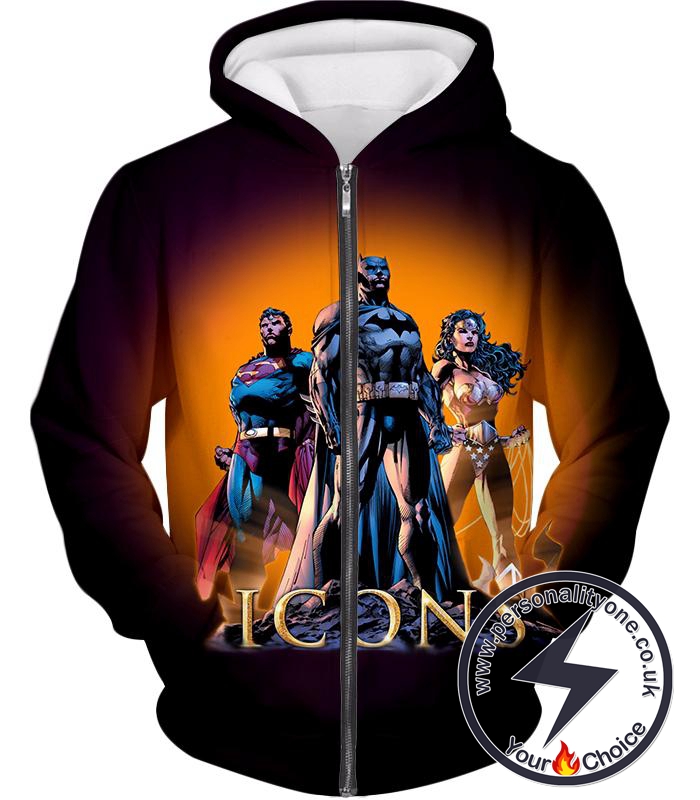 Cool Justice League Iconic Superheroes Awesome Graphic Promo Zip Up Hoodie